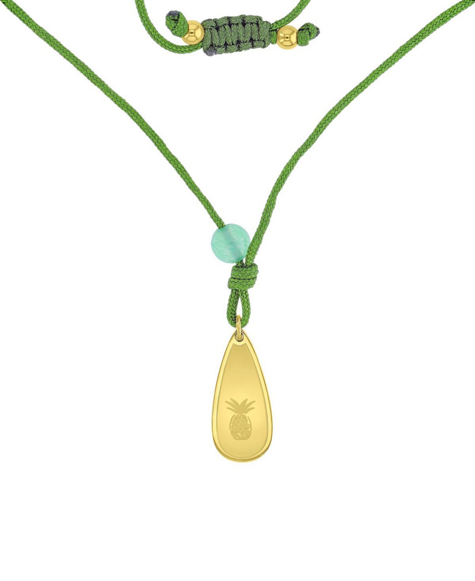ROXY Waterproof Yellow Pineapple Green Aventurine Adjustable Necklace