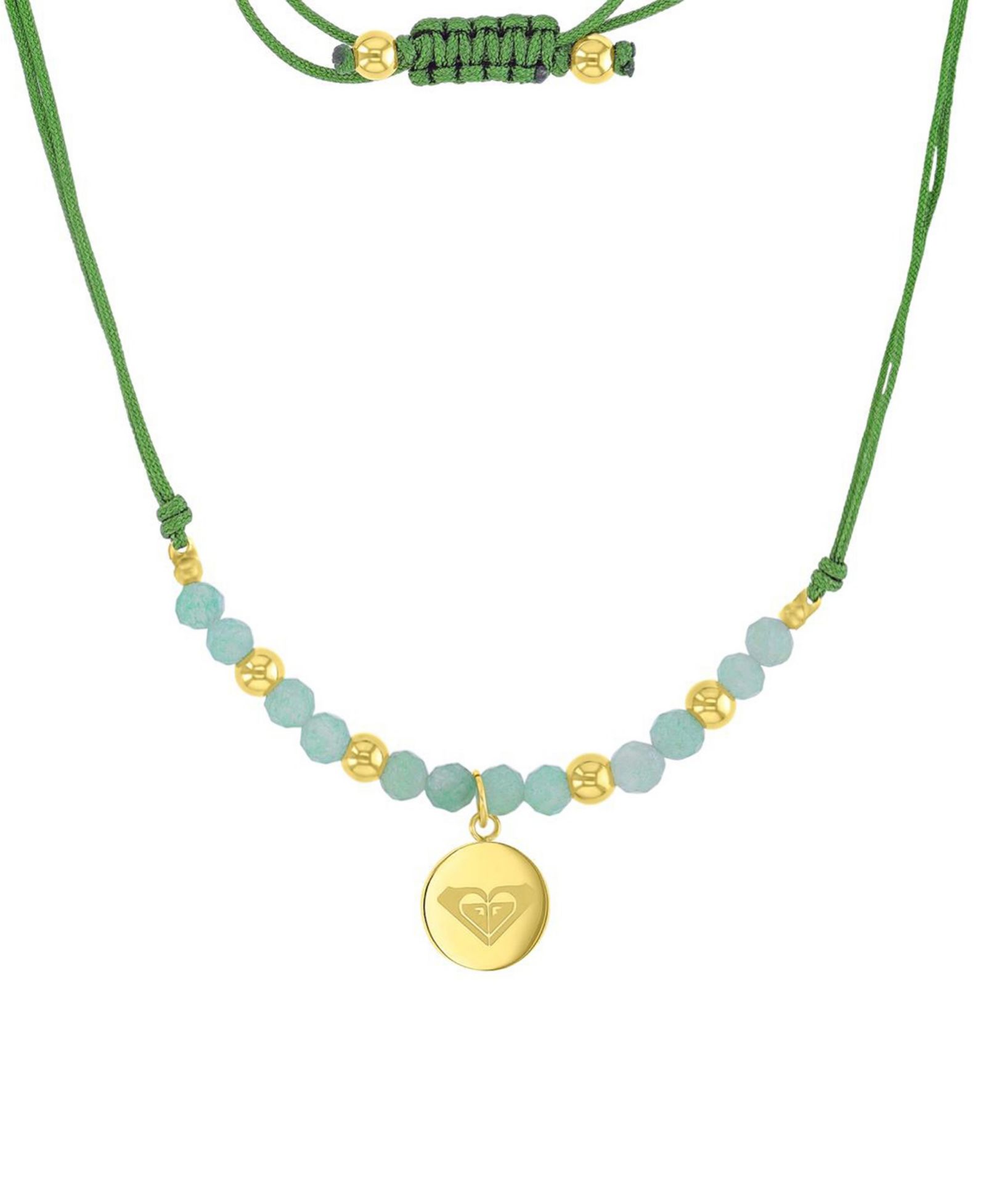 Регулируемое ожерелье ROXY Waterproof Yellow Heart Green Aventurine