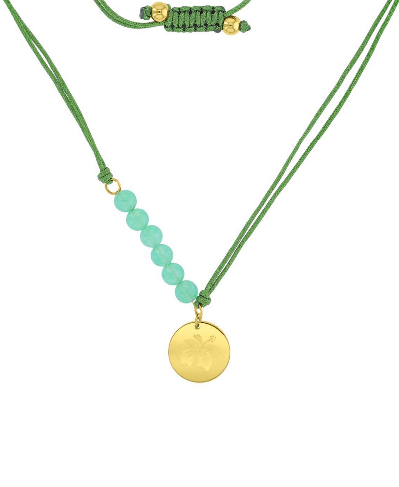 Регулируемое ожерелье ROXY Waterproof Yellow Hibiscus Green Aventurine