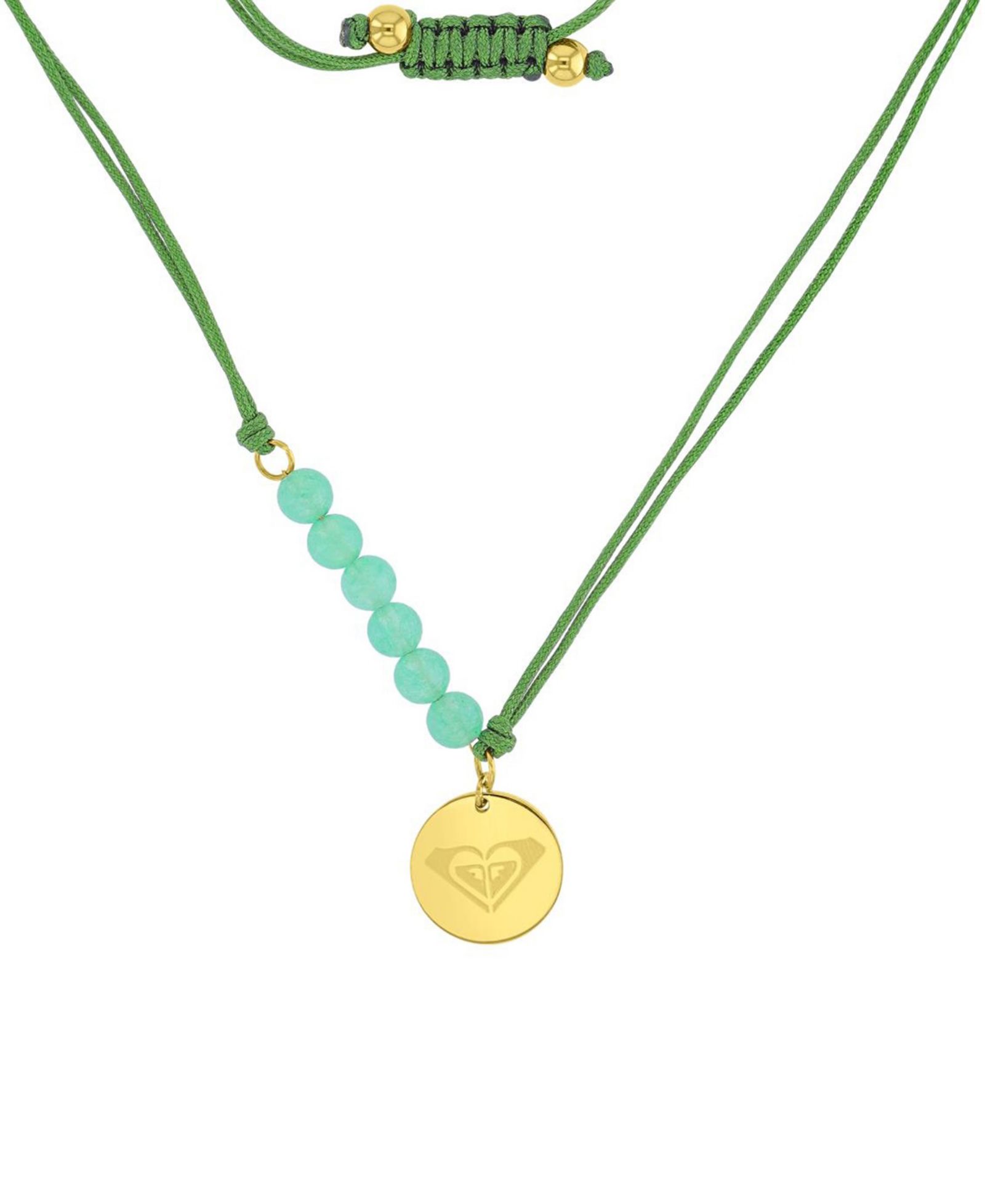 ROXY Waterproof Yellow Heart Green Aventurine Adjustable Necklace