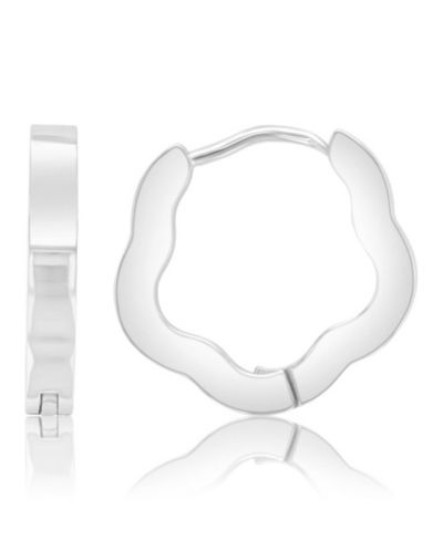 ROXY Waterproof Platinum 16mm Flower Huggie Earrings