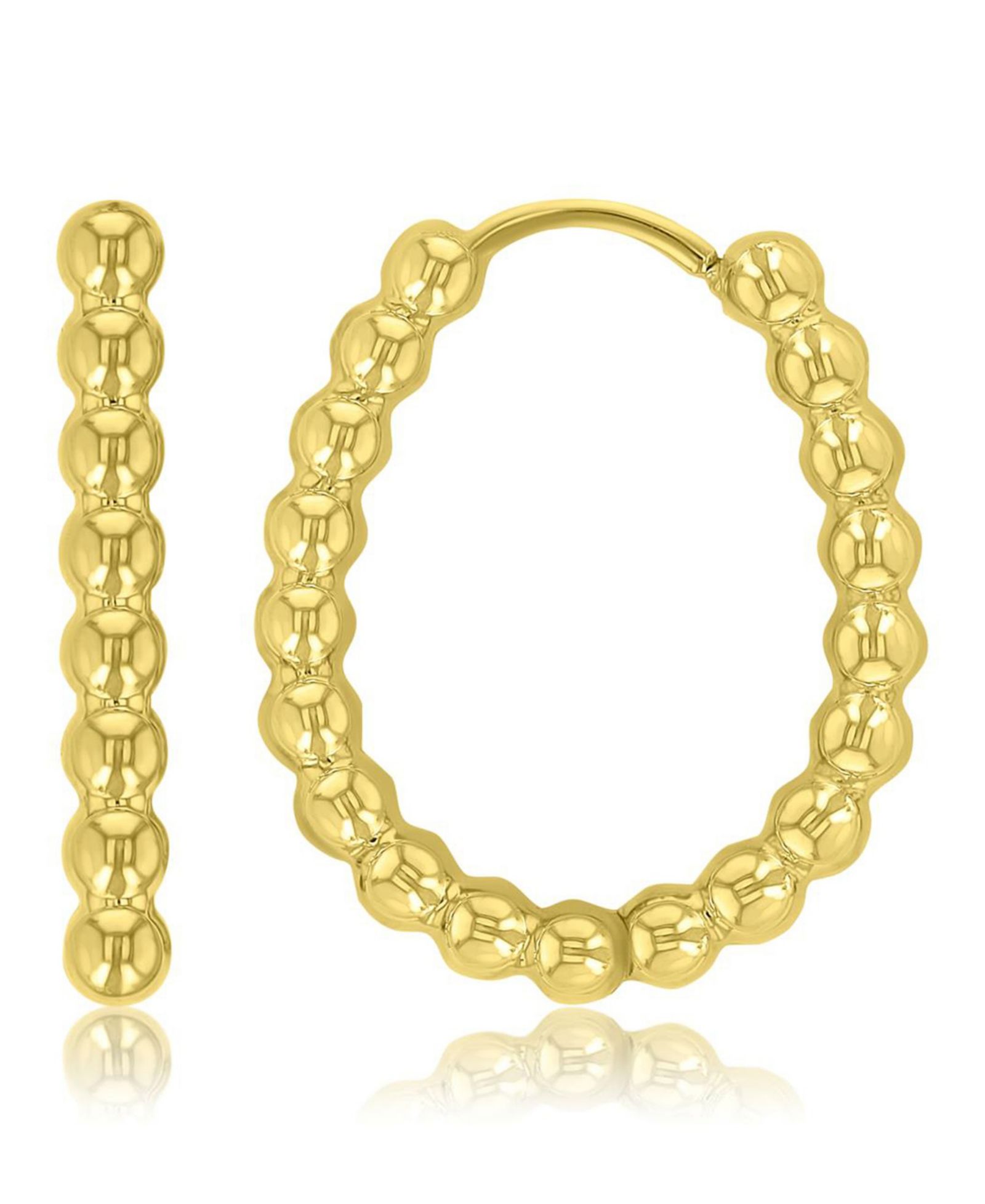 Серьги-кольца ROXY Waterproof Yellow 18.5mm Beaded Rectangle Huggie