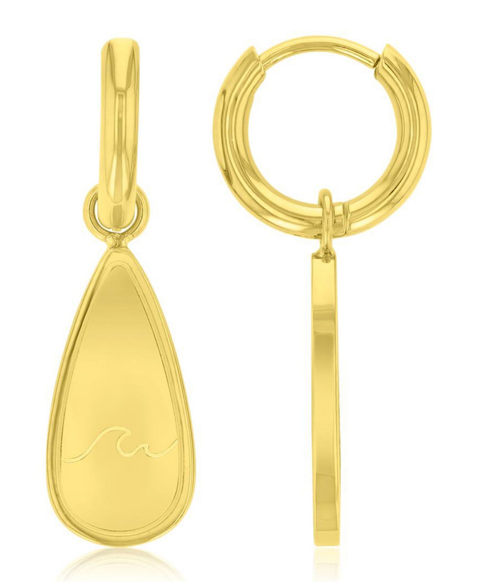 Серьги-кольца ROXY Waterproof Yellow 29mm Wave Huggie