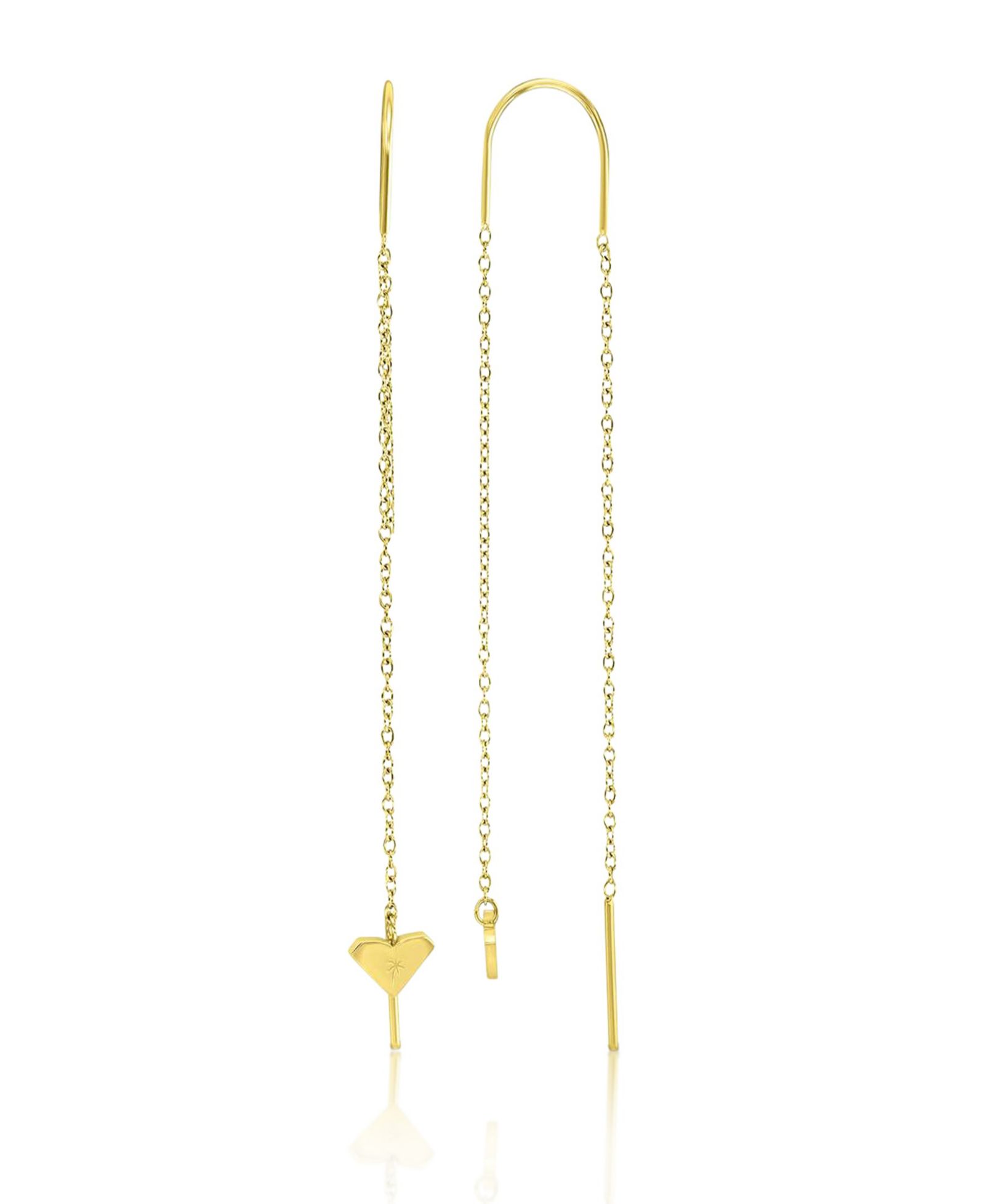 Серьги-протяжки ROXY Waterproof Yellow 65mm Triangular Heart Palm Tree Threader