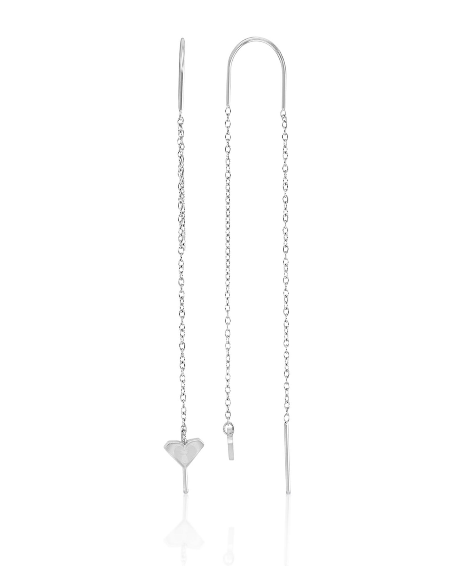 ROXY Waterproof Platinum 65mm Triangular Heart Pineapple Threader Earrings