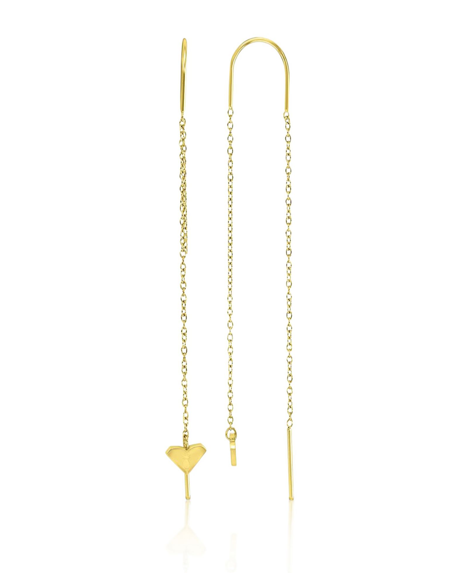 ROXY Waterproof Yellow 65mm Triangular Heart Pineapple Threader Earrings
