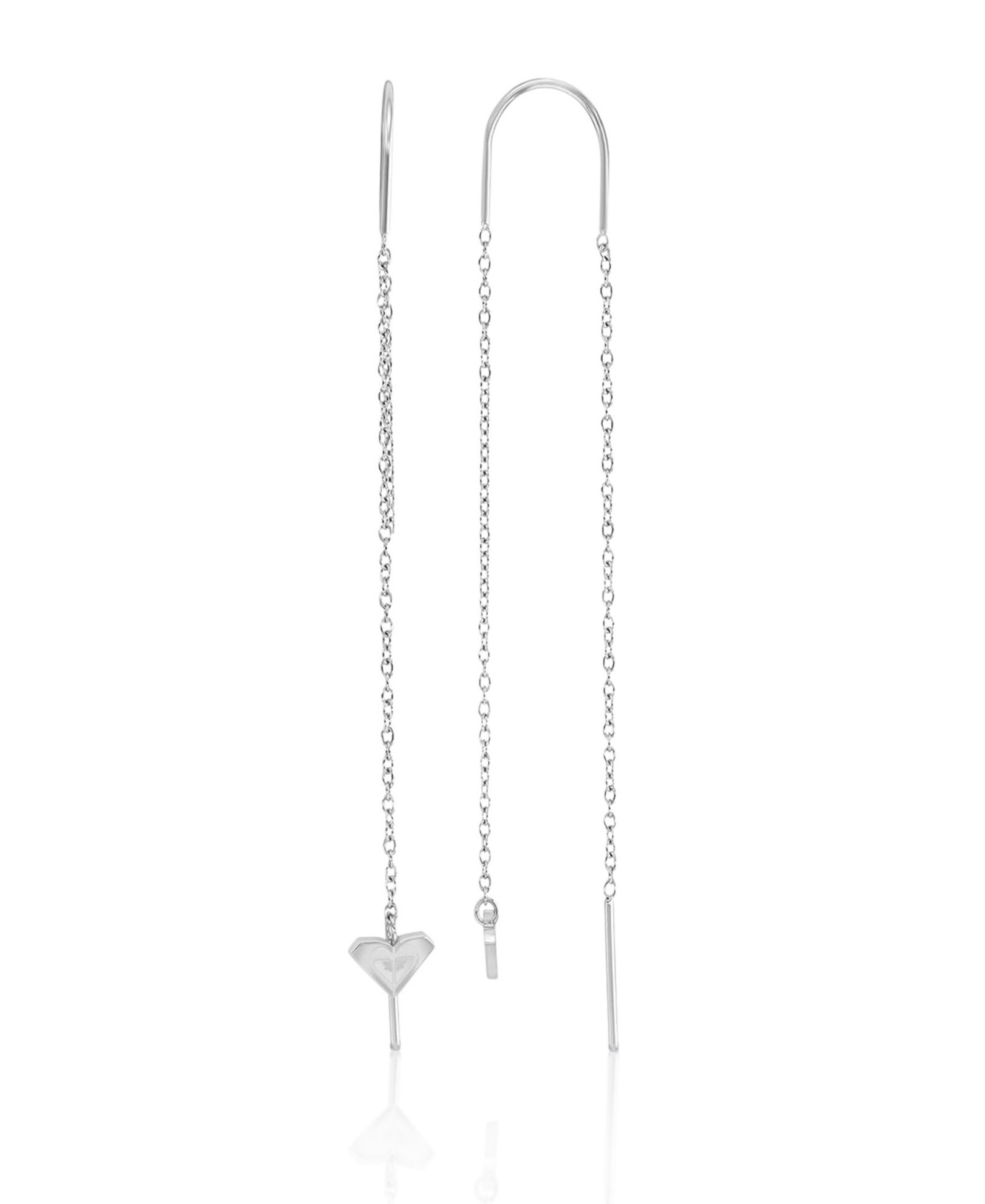 Серьги ROXY Waterproof Platinum 65mm Double Hearts Threader