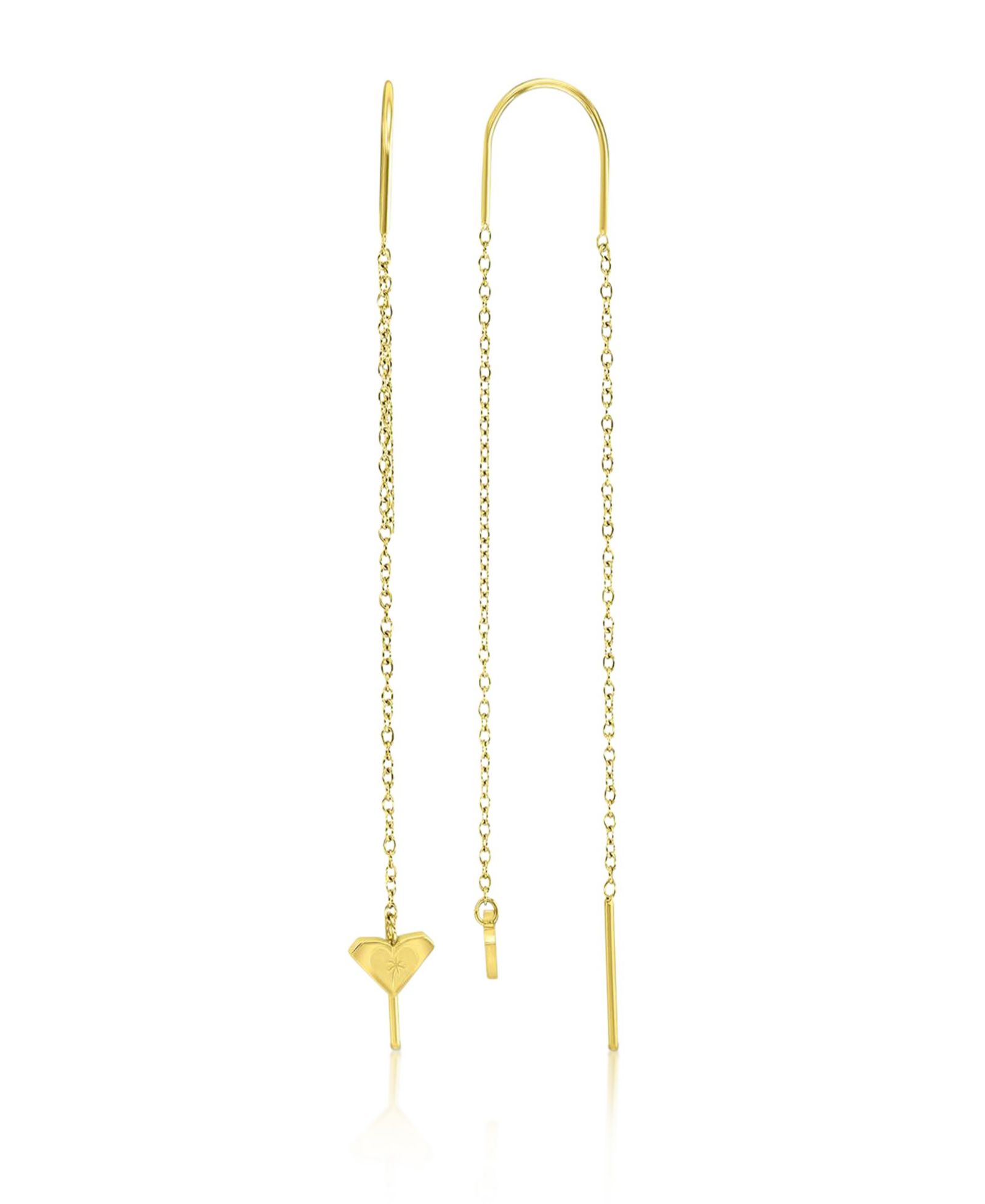 Серьги-протяжки ROXY Waterproof Yellow 65mm Triangular Heart Palm Tree