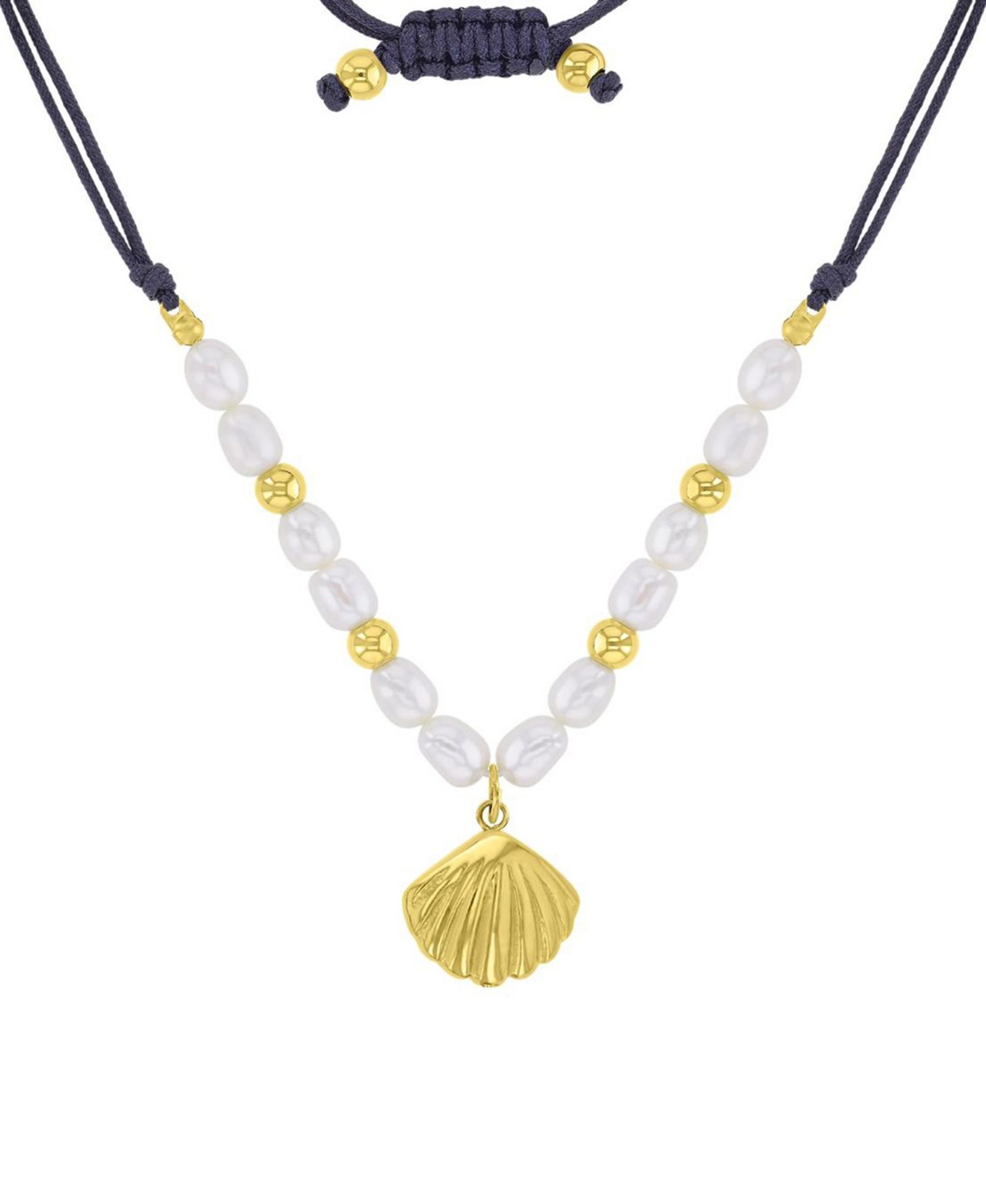 ROXY Waterproof Yellow Seashell Pearl Adjustable Necklace