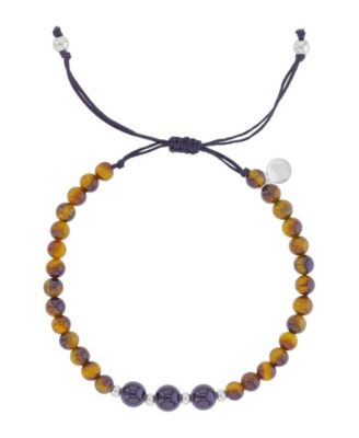 Roxy Waterproof Platinum Black Onyx Tiger Eye Adjustable Bracelet
