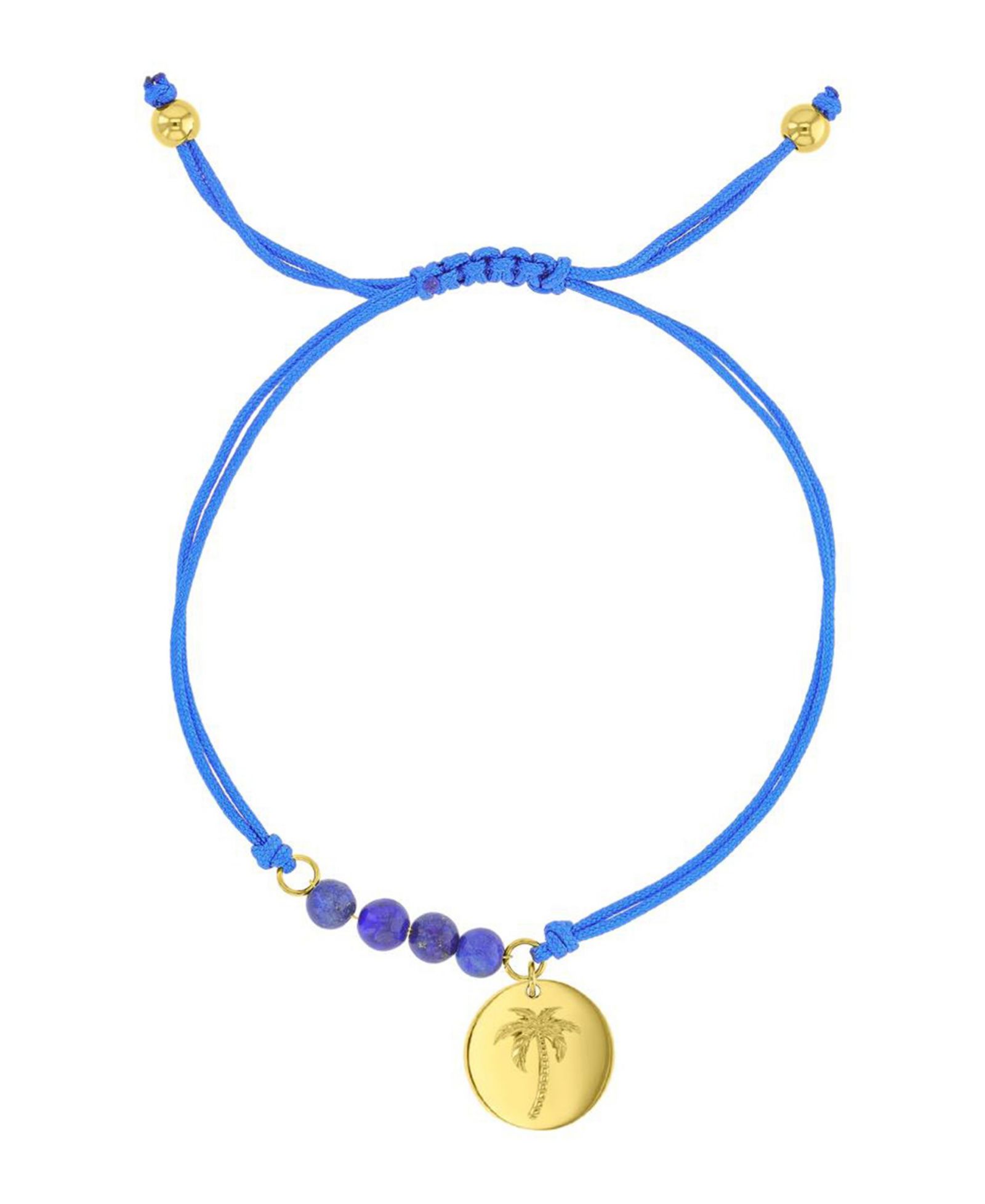 Roxy Waterproof Yellow Heart Palm Tree Pattern Charm Rhodonite Adjustable Bracelet