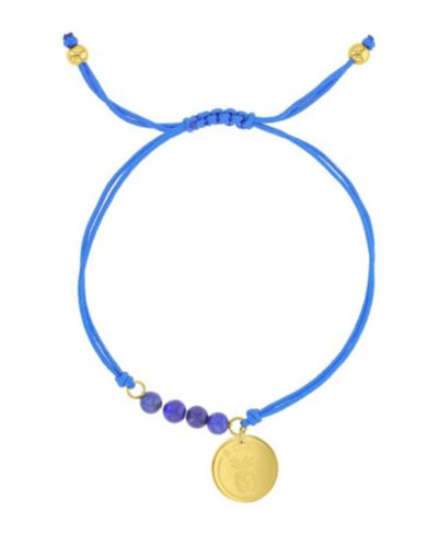 Браслет ROXY с подвеской Yellow Heart Pineapple RD Charm Lapis, регулируемый