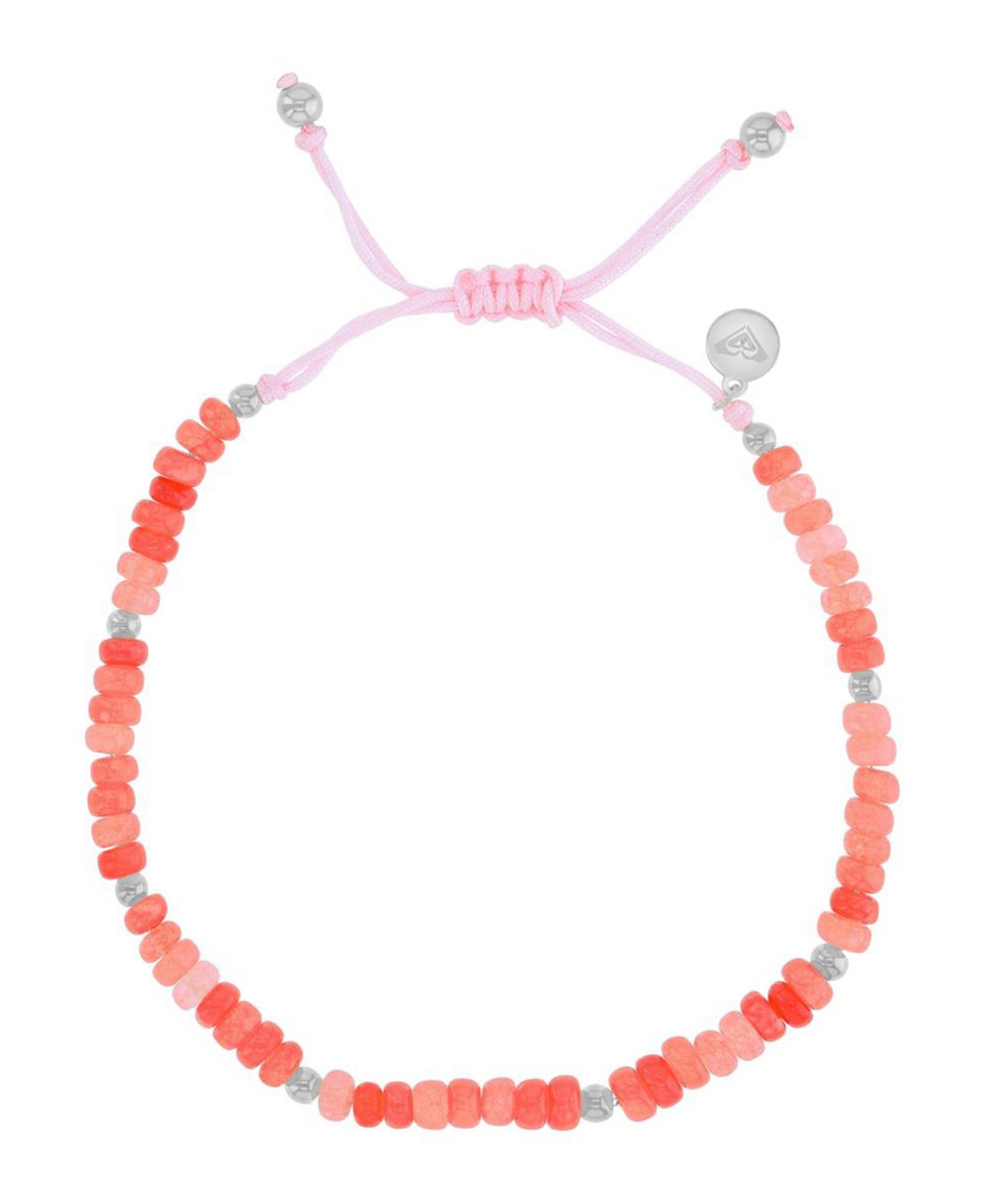 Roxy Waterproof Platinum Watermelon Stone Adjustable Bracelet