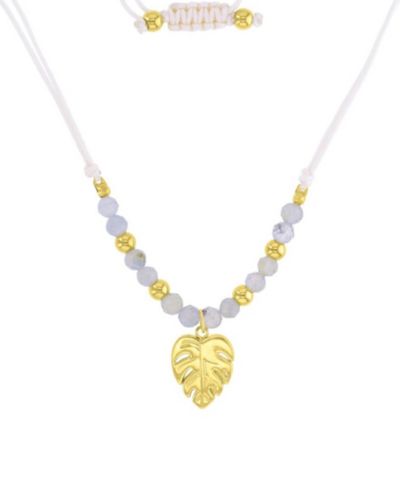 ROXY Waterproof Yellow Palm Leaf Labradorite Adjustable Necklace