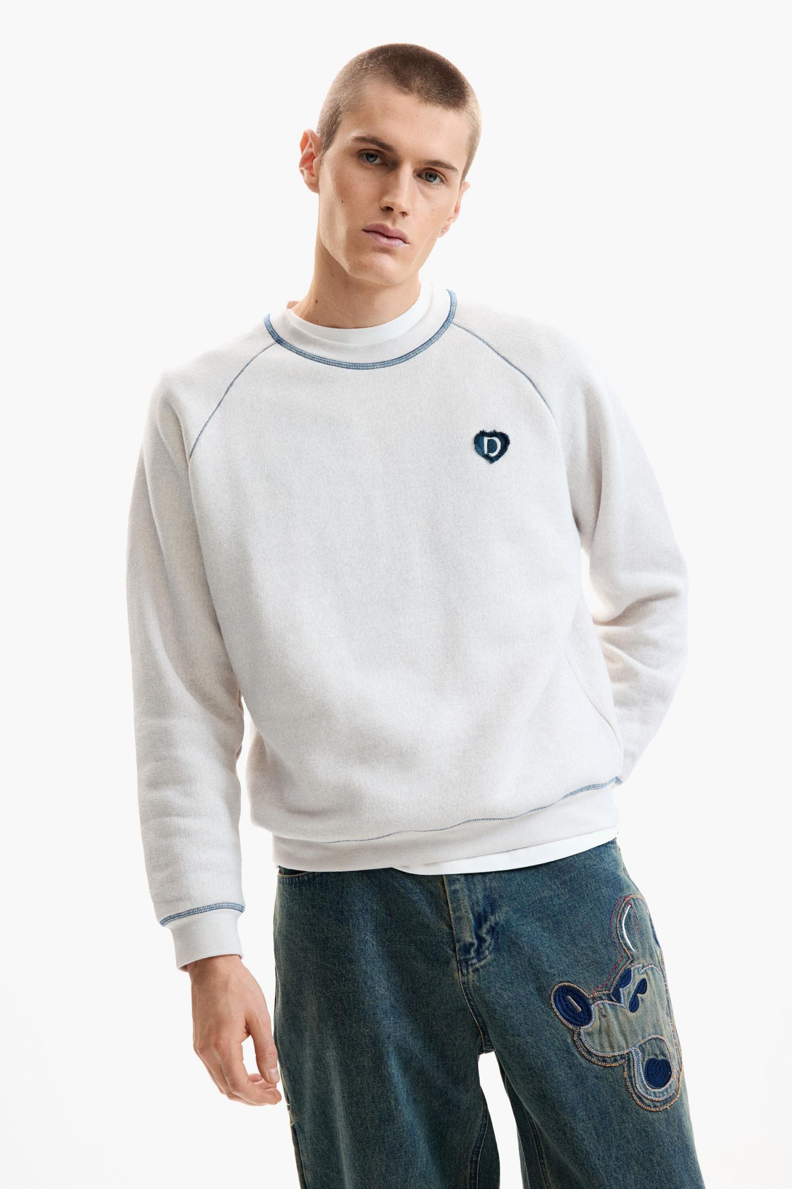 Desigual Men's Basic Cotton Sweatshirt.