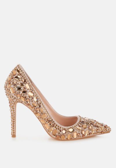 London Rag Women's Iceout Diamante and Rhinestone Embellishments Pumps