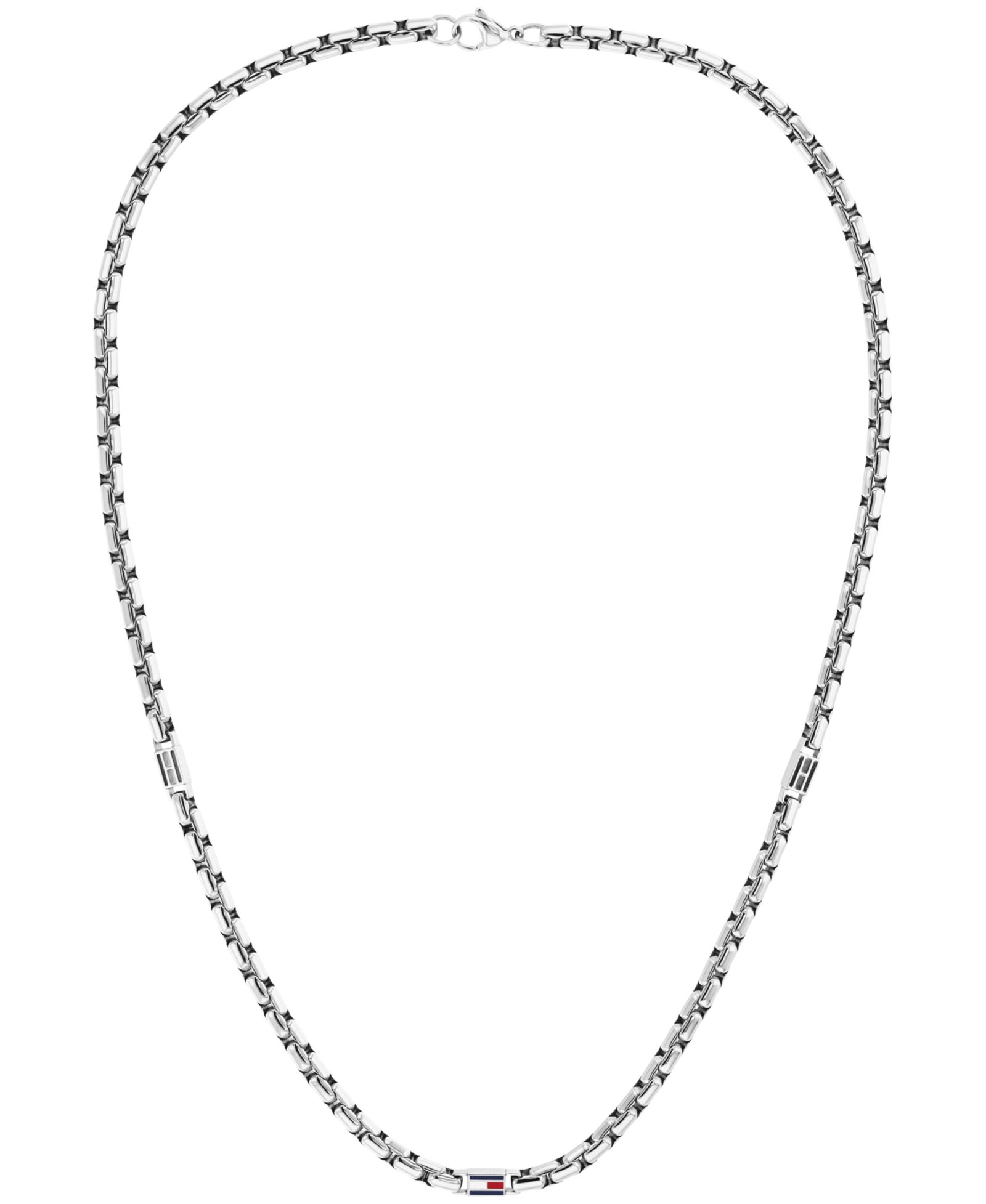 Tommy Hilfiger Men's 3D Flag Metal Silver Tone Stainless Steel Necklace