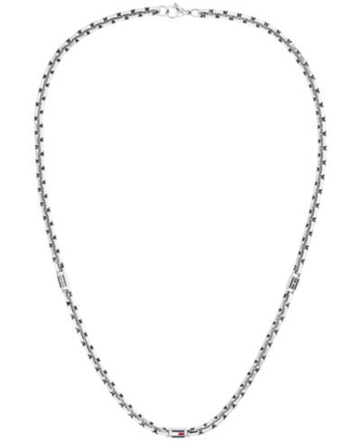 Мужское стальное ожерелье Tommy Hilfiger 3D Flag Metal Silver Tone Stainless Steel