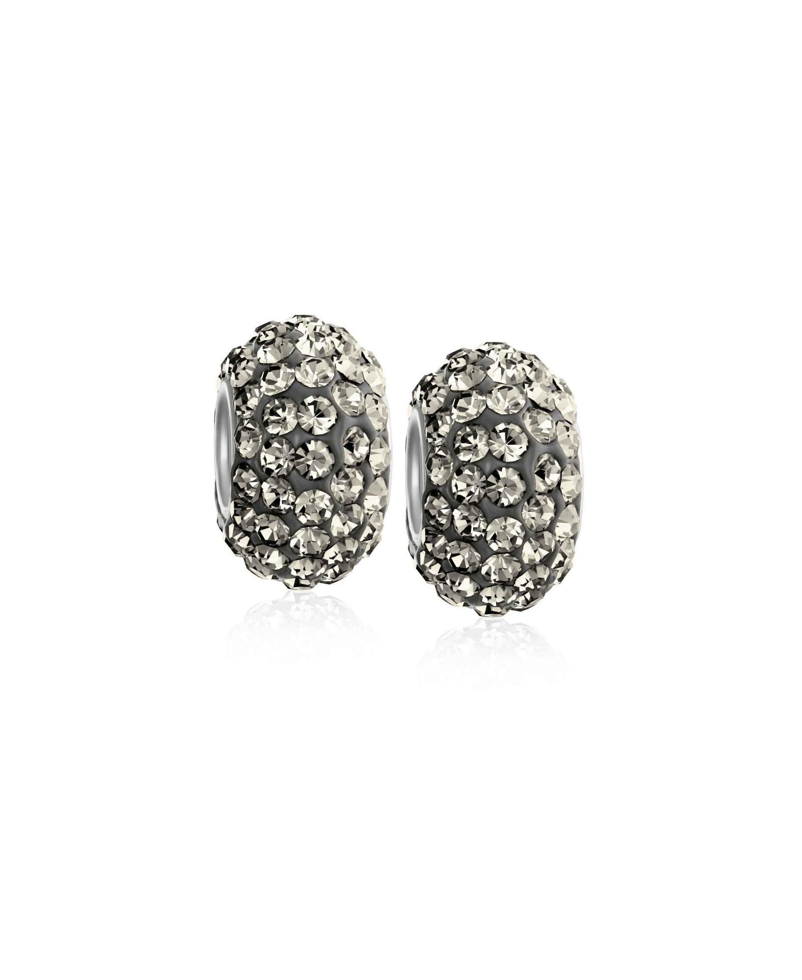 Bling Jewelry Solid Blue Crystal Spacer Bead Charm For Bracelet Sterling Silver (Set-2)