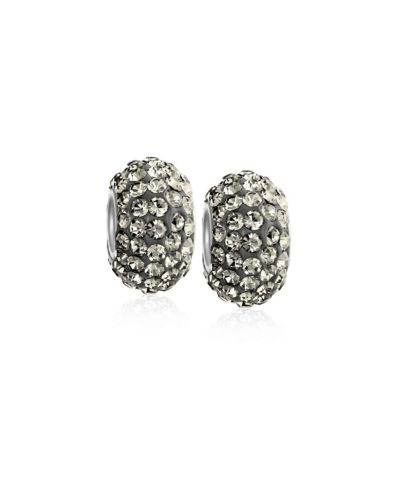 Bling Jewelry Solid Blue Crystal Spacer Bead Charm For Bracelet Sterling Silver (Set-2)