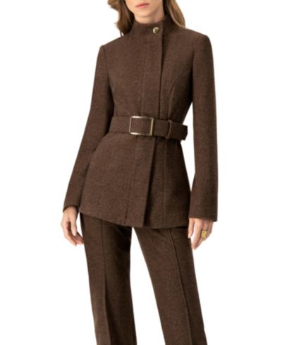 Ivonne Women's Belted High Neck Coat