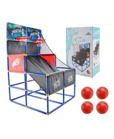 Аркадный игровой автомат для баскетбола Bruce & Shark Double Hoop для детей, спортивная игрушка для дома и улицы с 4 мячами и насосом