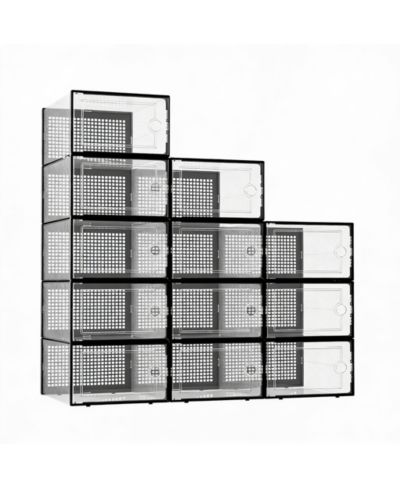 YIGII XX-Large Clear Stackable Shoe Storage Bins, Multi-Purpose, Durable ABS