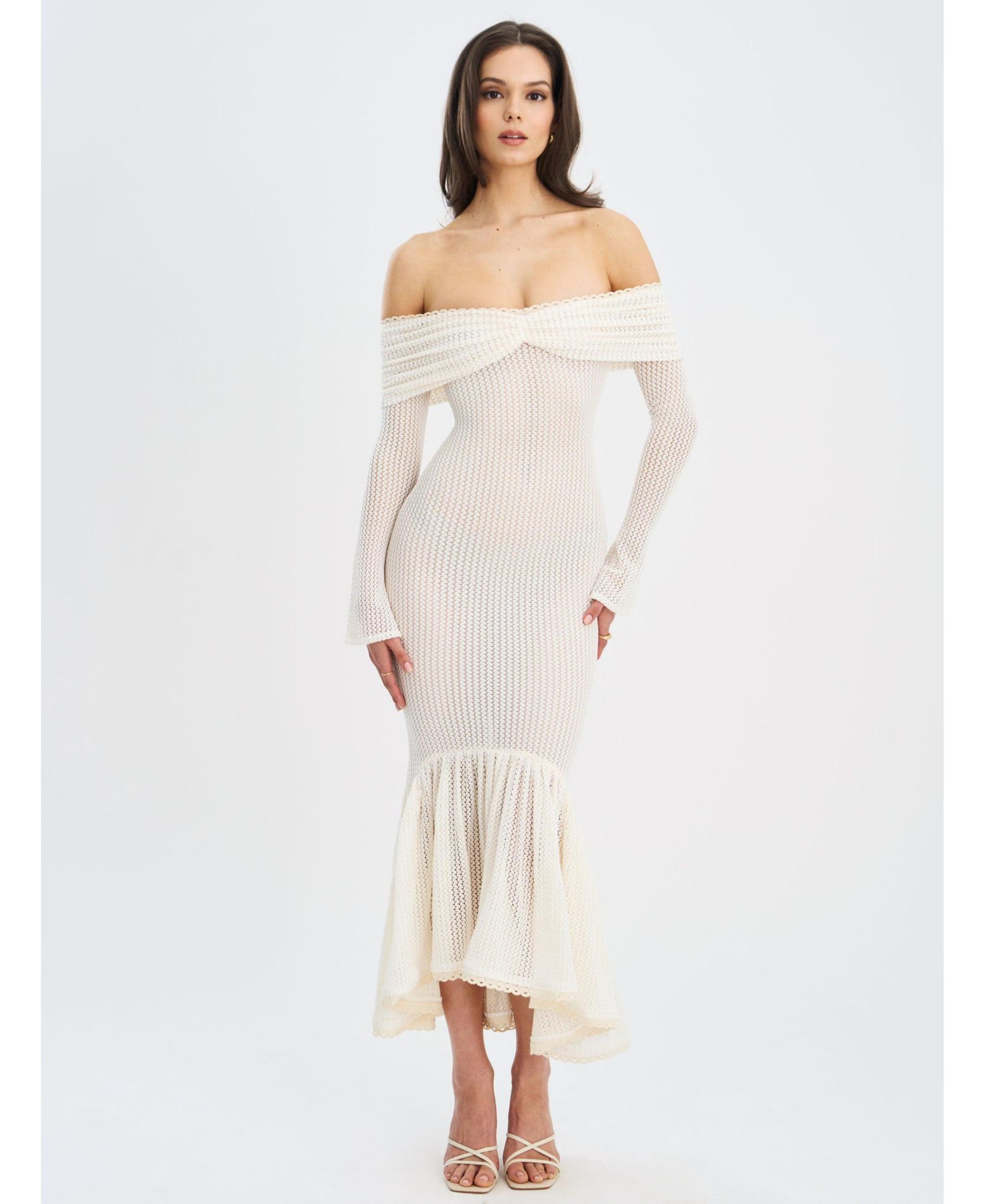 Макси-платье Miss Circle Women's Kaedyn Off Shoulder Long Sleeve Crochet Mermaid