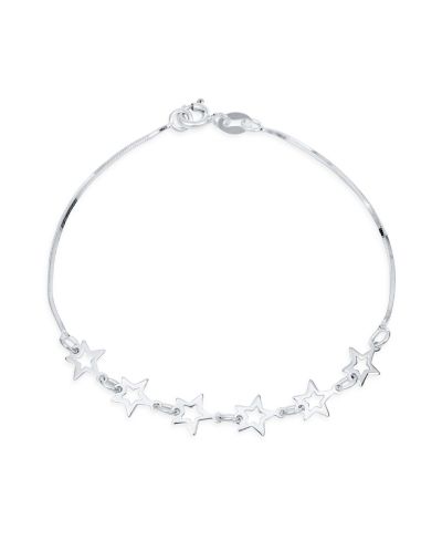Bling Jewelry Danity Celestial Multi Charm Open Stars Bracelet .925 Sterling Silver 7.5 Inch
