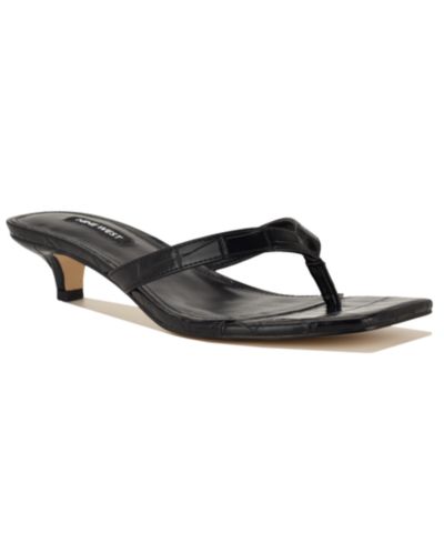 Nine West Women's Cassa Thong Low Kitten Heel Dress Sandals