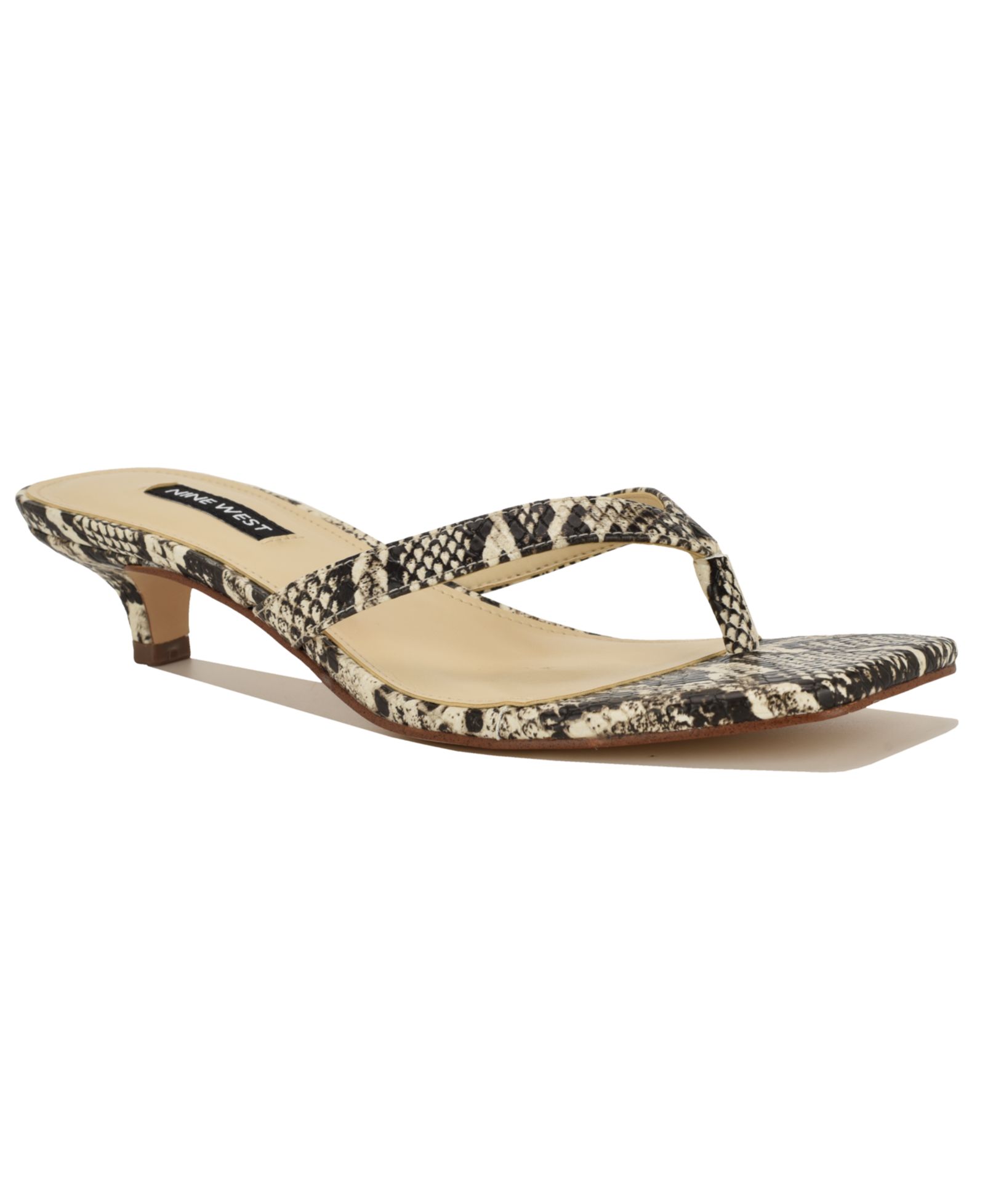Nine West Women's Cassa Thong Low Kitten Heel Dress Sandals