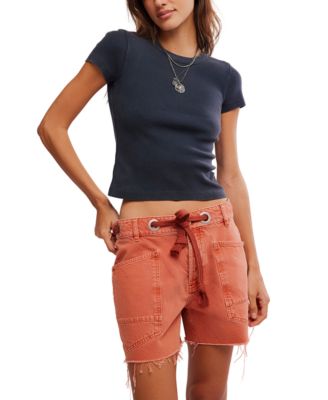 Free People Women's Atlas Fitted Cotton-Ribbed Crew Tee