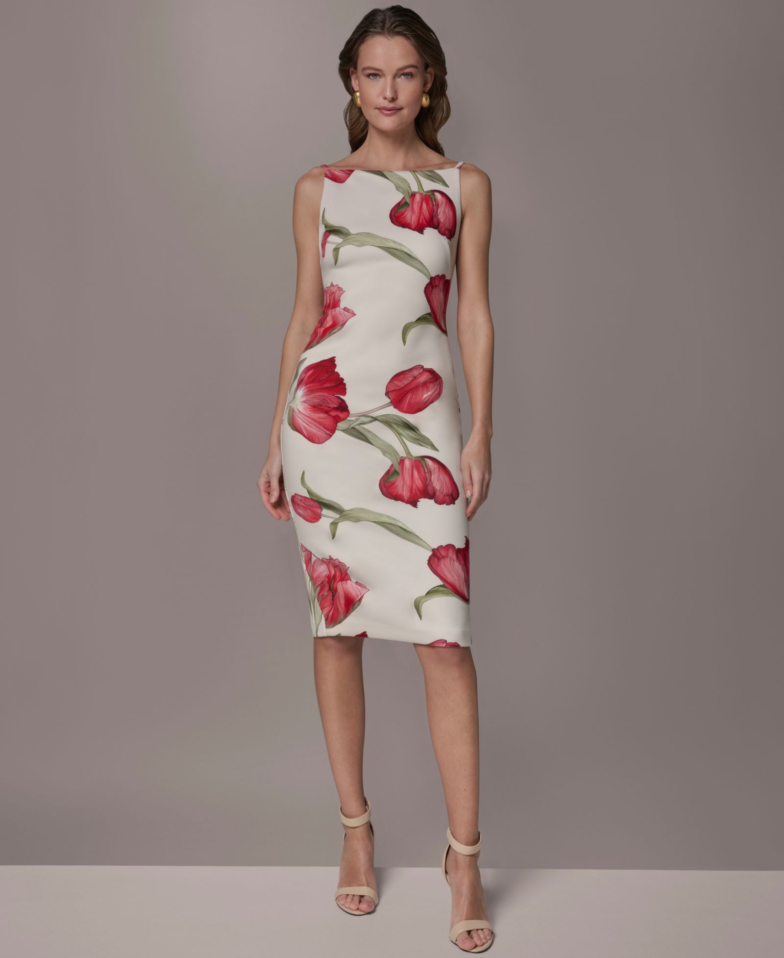 Donna Karan New York Женское платье без рукавов с вырезом Boat Neck