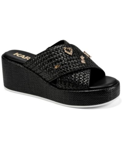 KARL LAGERFELD PARIS Women's Caleigh Atelier Slip-On X Band Wedge Sandals