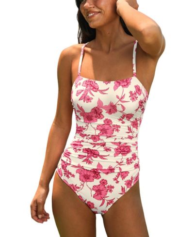 Женский слитный купальник Cupshe Square Neck Ruched с регулируемыми лямками