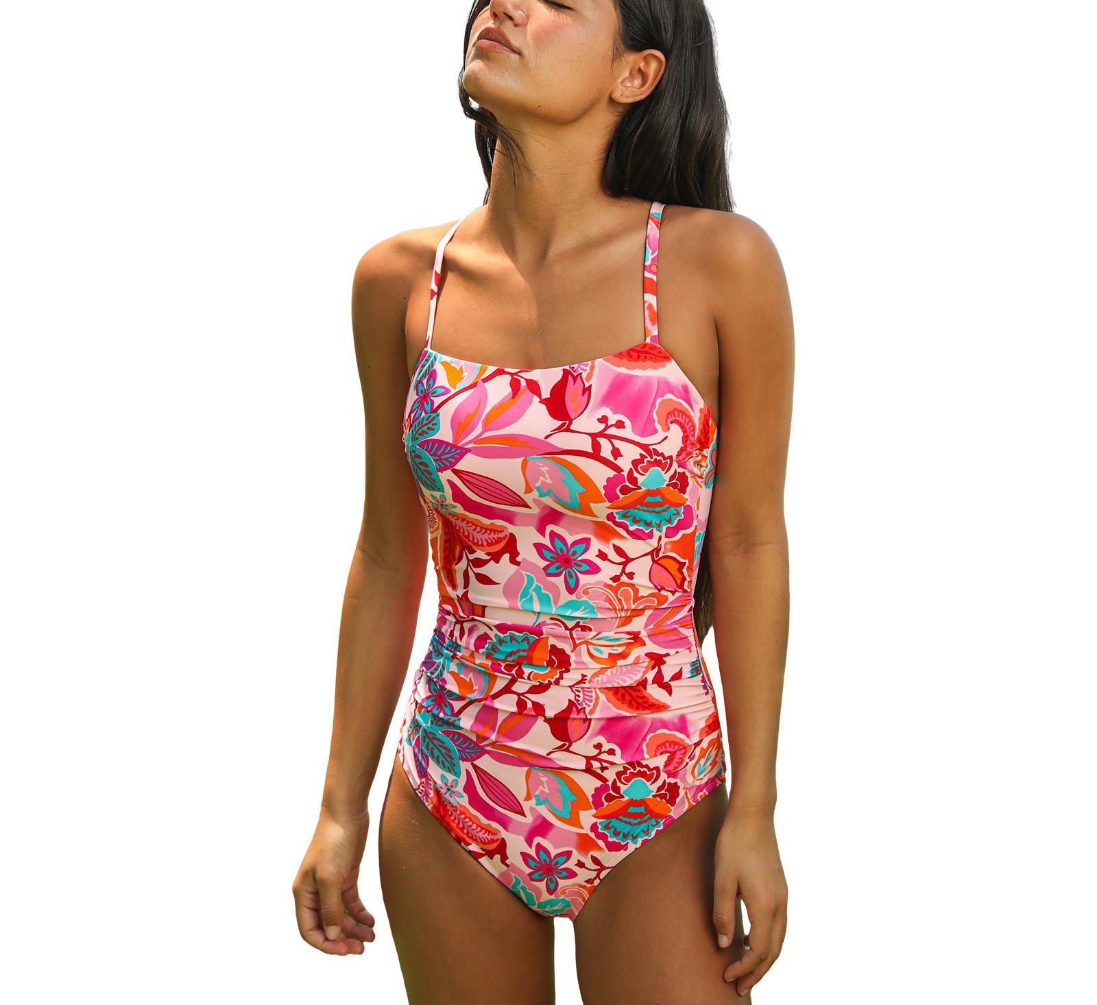 Женский слитный купальник Cupshe Square Neck Ruched с регулируемыми лямками