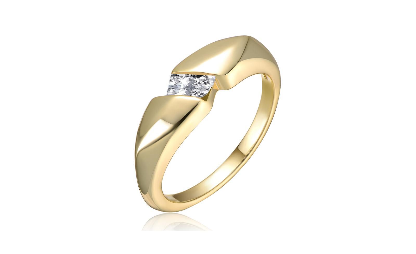 Rachel Glauber кольцо Modern Brilliant Cubic Zirconia в позолоте 14K Gold Plated