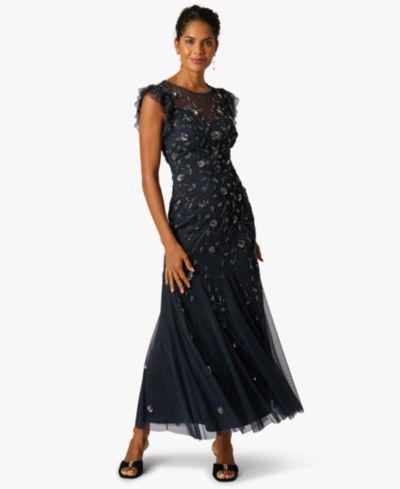 Женское вечернее платье Adrianna Papell Petite Bead Mesh Ball Gown