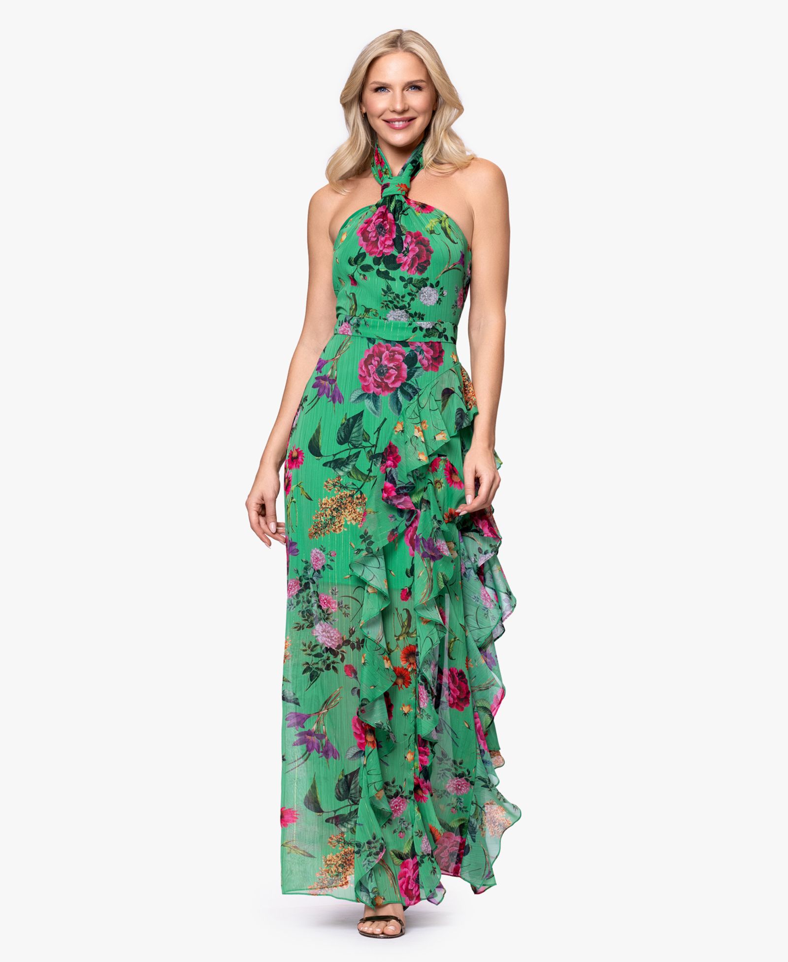Платье вечернее Betsy & Adam Petite Halter Neck Ball Gown