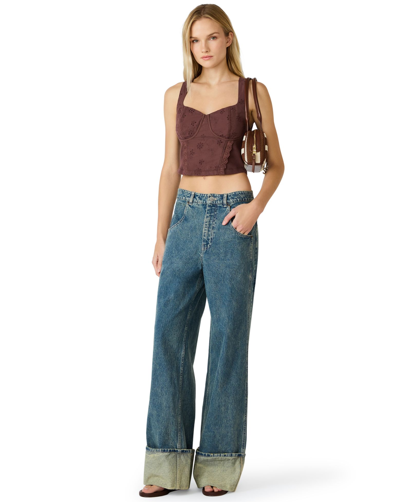 Steve Madden Женский топ Dixie Sweetheart Neck