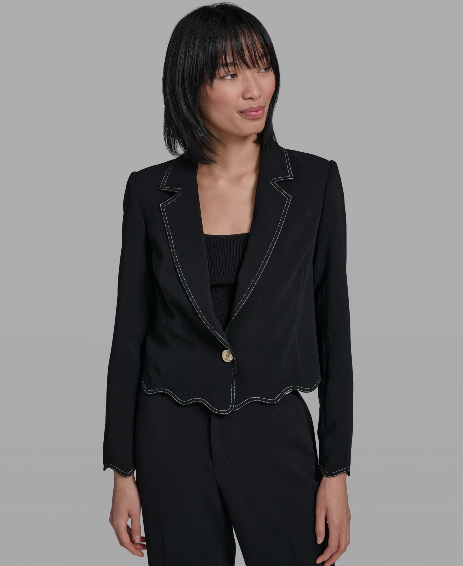 KARL LAGERFELD PARIS Women's Collared Long-Sleeve Jacket