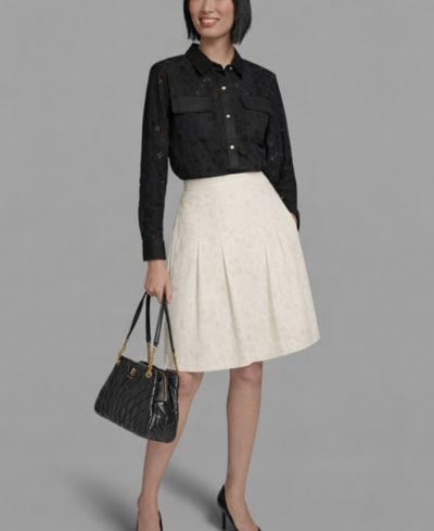 KARL LAGERFELD PARIS Women's A-Line Eyelet Skirt