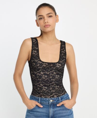 Женский боди Good American Stretch Lace Scoop Neck, Regular & Plus Size