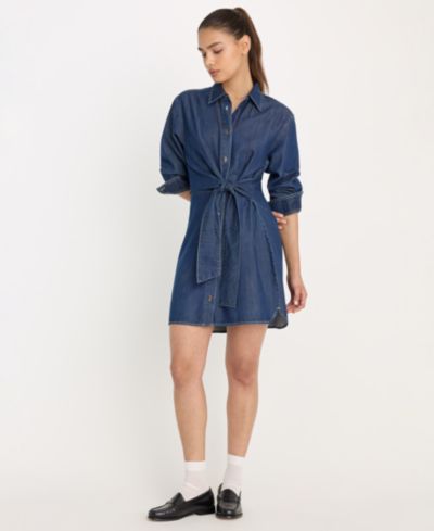Good American Women's Denim Wrap Shirt Dress, Regular & Plus Size