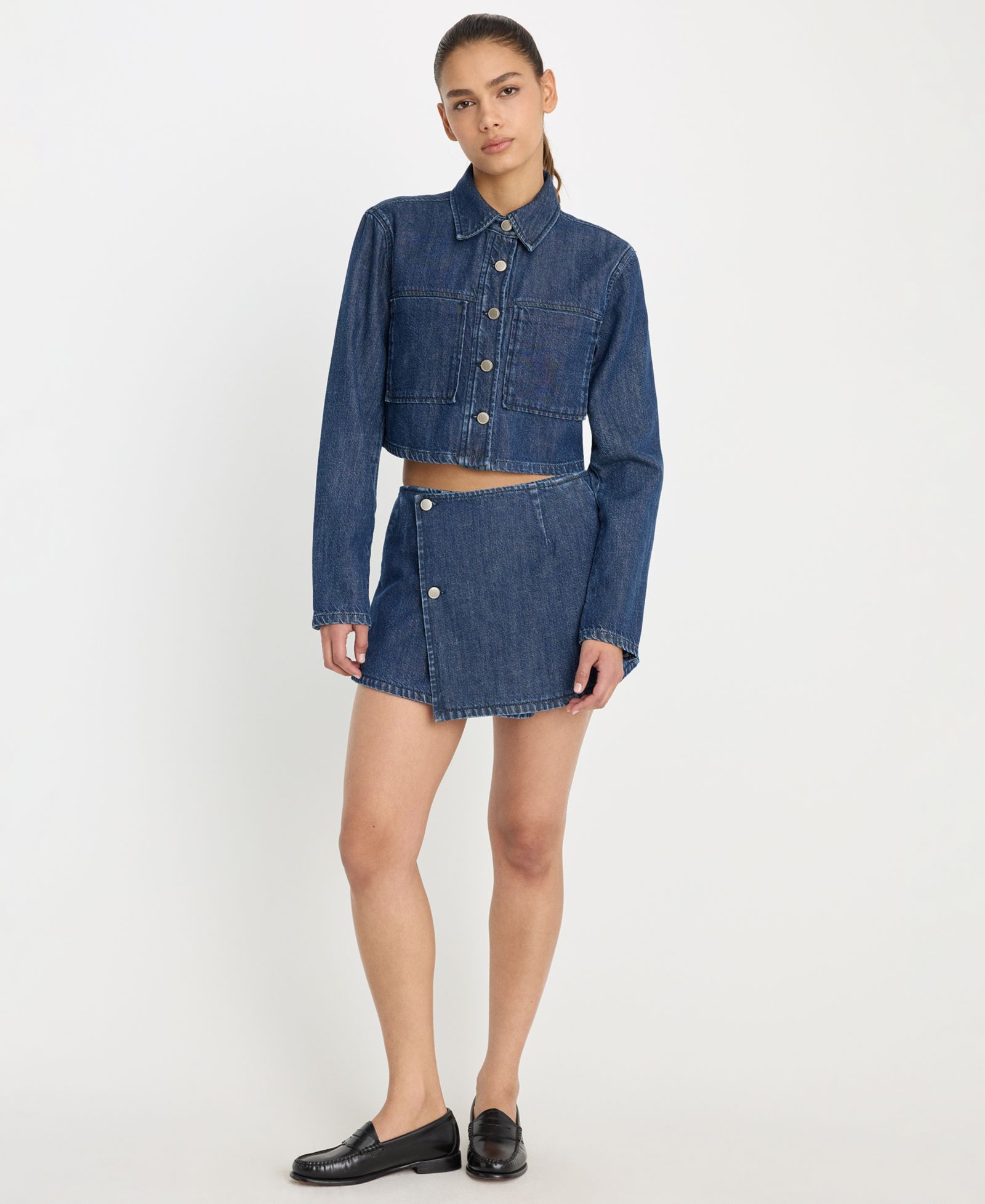 Good American Women's Denim Cropped Jacket, Regular & Plus Size
