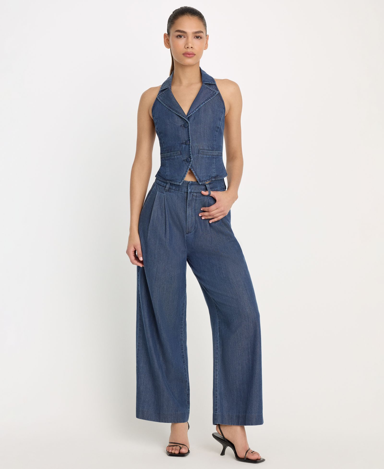 Женские джинсовые брюки Good American Denim High-Rise Cropped Wide-Leg