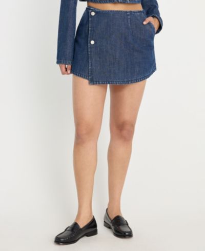Good American Women's Denim Mini Skort