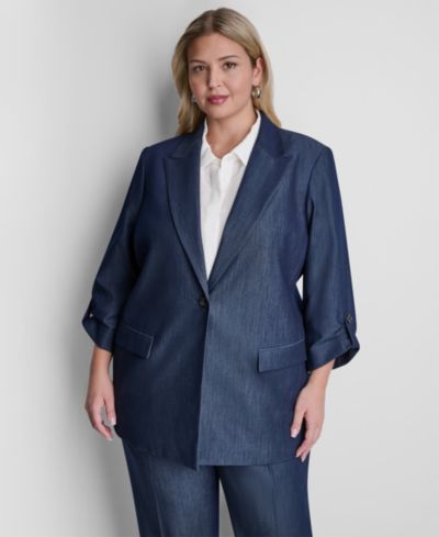 Блейзер DKNY Plus Size Long-Sleeve One Button Roll Cuff