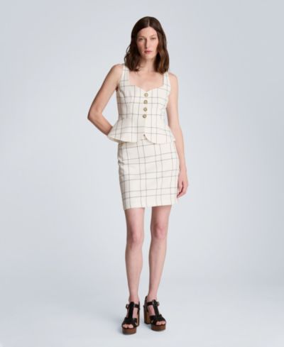 Kenneth Cole Women's Windowpane Plaid Mini Skirt