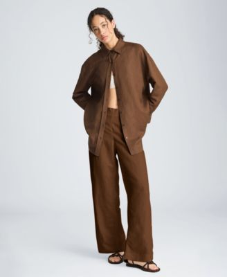 Kenneth Cole Women's Pull-On Linen Wide-Leg Pants